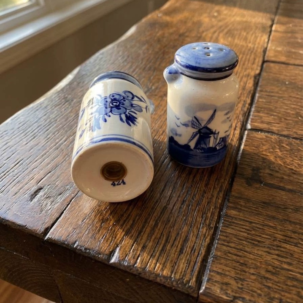 Delft Blue and White Dutch Ceramic Salt and Pepper Shakers